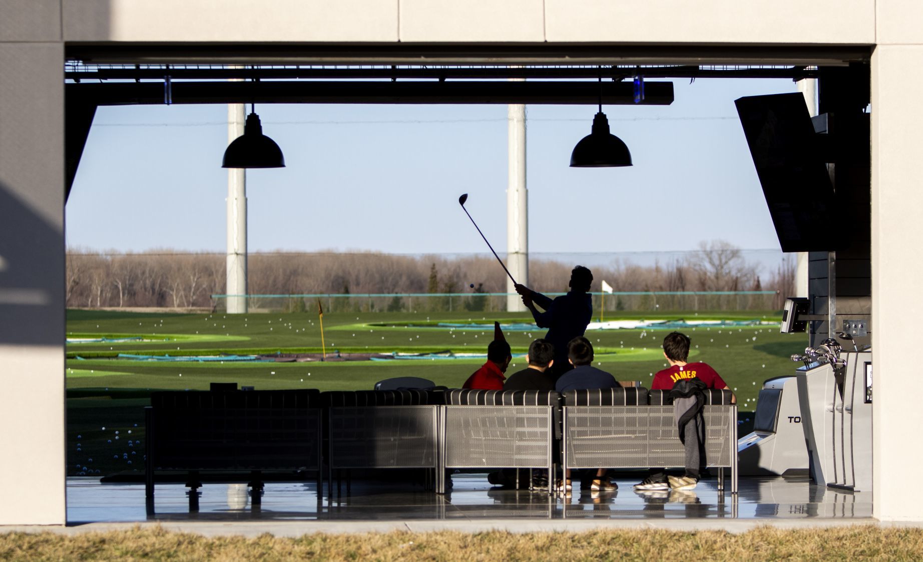Family and friends at Topgolf